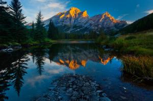 mountains, sky, reflection, grass, lake, river wallpaper thumb