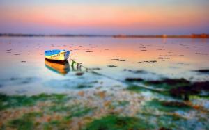 Small Boat at Shore with Tilt Shift Effect wallpaper thumb