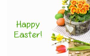Happy Easter, holidays, eggs, flowers, tulips, flora wallpaper thumb