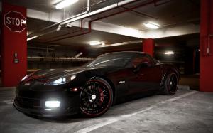 Black Car, Chevrolet Corvette Z06, Car Lights, Parking wallpaper thumb