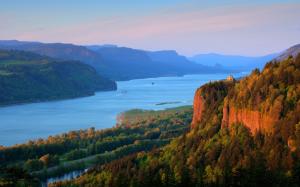 Columbia River, forest, mountains, nature scenery wallpaper thumb
