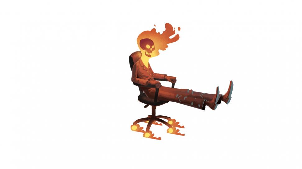 Ghost Rider Marvel Skull Fire Chair White HD wallpaper,cartoon/comic HD wallpaper,white HD wallpaper,fire HD wallpaper,marvel HD wallpaper,skull HD wallpaper,ghost HD wallpaper,chair HD wallpaper,rider HD wallpaper,1920x1080 wallpaper