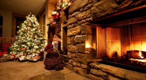 christmas tree, ornaments, fireplace, gifts, home, cosiness, garland, christmas wallpaper thumb