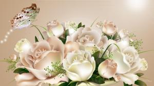 Champagne Roses Butterfly wallpaper thumb