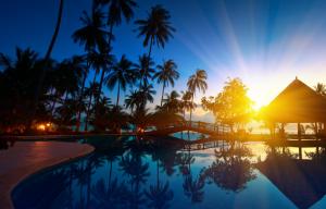 sunrise, thailand, paradise, trees, sea water, palm trees, bridge, nature wallpaper thumb