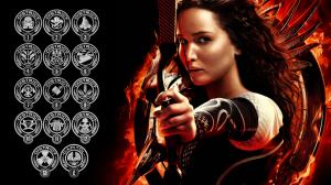 The Hunger Games Black Logo Jennifer Lawrence Districts Bow Arrow HD wallpaper thumb