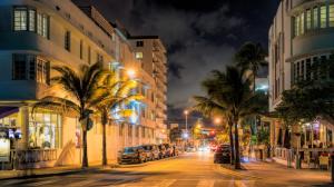 Miami, Florida, USA, city street at evening, lights wallpaper thumb