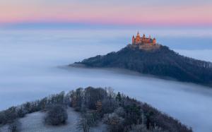 Germany, Castle Hohenzollern, autumn, fog, trees wallpaper thumb