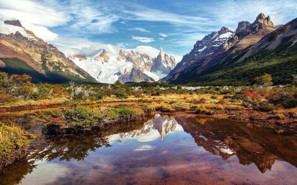 South America, Argentina, mountains, lake, water reflection wallpaper ...