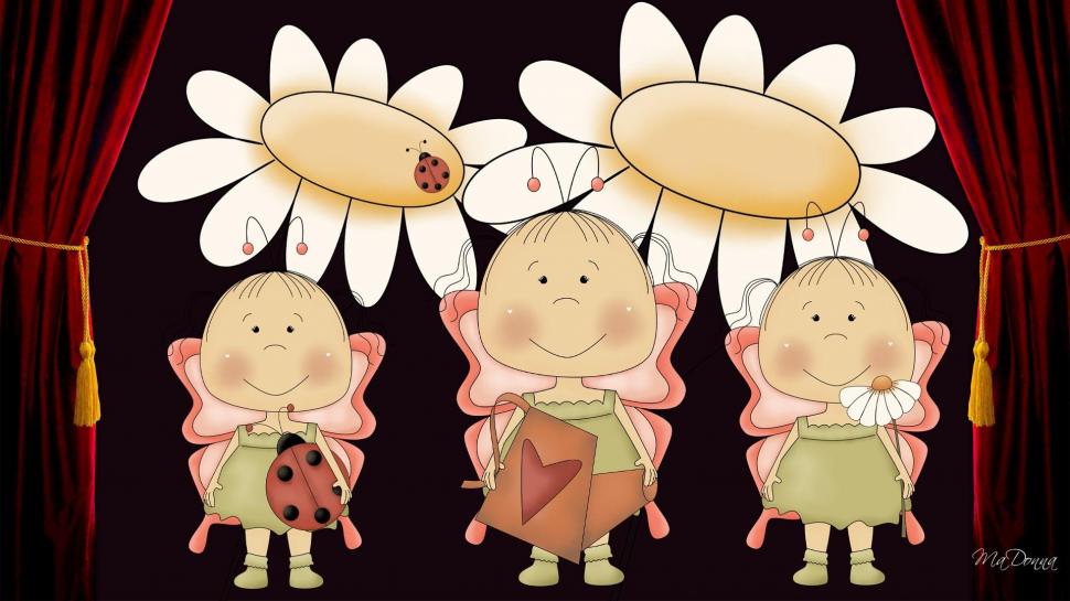 Butterfly Girls Curtain Call wallpaper,stage HD wallpaper,fantasy HD wallpaper,valentines day HD wallpaper,lady bug HD wallpaper,cute HD wallpaper,daisies HD wallpaper,3d & abstract HD wallpaper,1920x1080 wallpaper