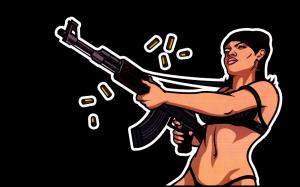Gangster Woman Girl Gun Black HD wallpaper thumb