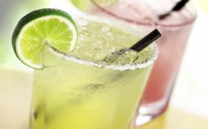 Cocktails, Drink, Lime, Ice Cubes, Glass, Straw wallpaper thumb