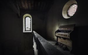 Architecture, Building, Interiors, Window, Abandoned, Piano, Spiderwebs, Wooden Surface, Walls wallpaper thumb