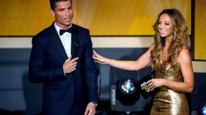 Presenter Kate Abdo (R) speaks with Cristiano Ronaldo of Portugal wallpaper thumb