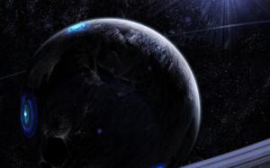 Gray and blue planet wallpaper thumb