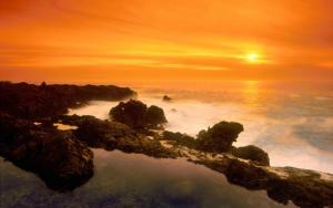 ~orange Sunset On The Shores Of The Verdes Peninsula~california~ wallpaper thumb