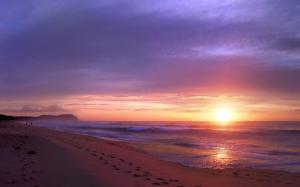 Sunset Sunlight Clouds Beach Ocean HD wallpaper thumb