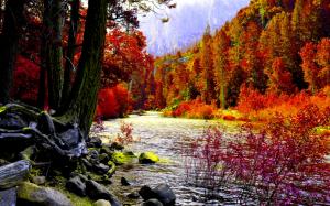 Awesome Autumn River  Background wallpaper thumb