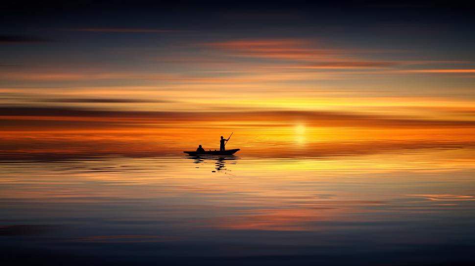 Lonely Fisherman At Sunset wallpaper,Scenery HD wallpaper,3840x2160 wallpaper