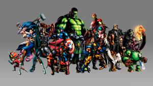 Cartoons, Marvel, Characters, Fighters, Simple Background wallpaper thumb