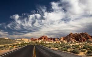 North Las Vegas, State Park, road, desert, clouds wallpaper thumb