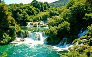 Krka National Park, Croatia, waterfalls, trees, greenery wallpaper thumb