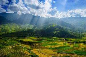 Landscape, Nature, Clouds, Terraced Field, Valley, Hills, Sun Rays wallpaper thumb