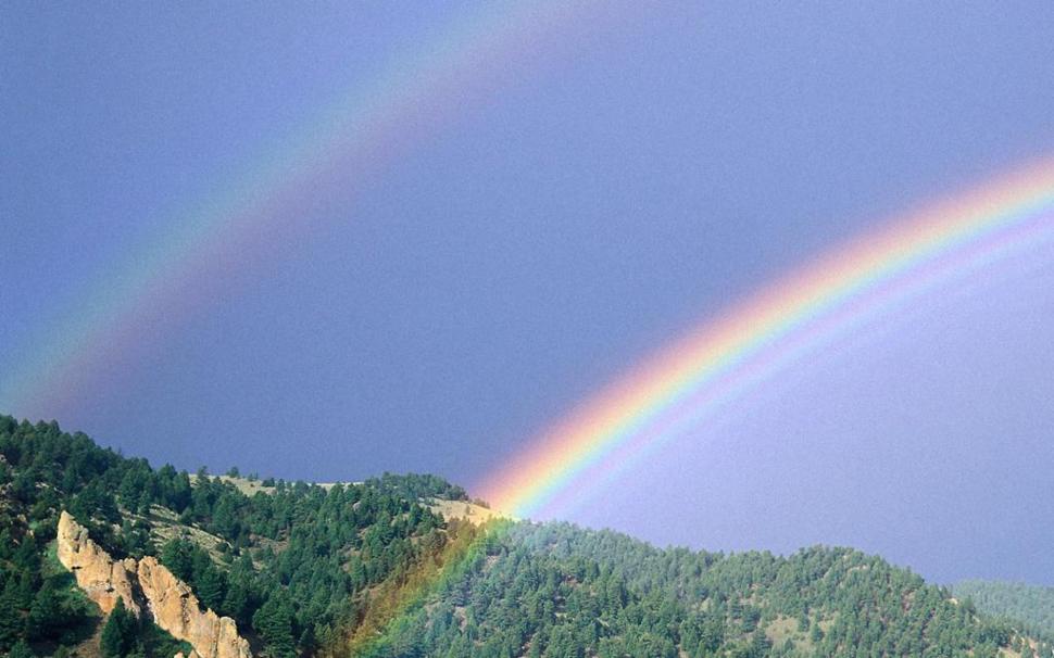 Double Rainbow Over The Mountains wallpaper,double HD wallpaper,rainbows HD wallpaper,mountains HD wallpaper,nature HD wallpaper,nature & landscapes HD wallpaper,1920x1200 wallpaper