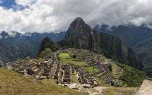 Machu Picchu Mountains Clouds Jungle Ruins HD wallpaper thumb