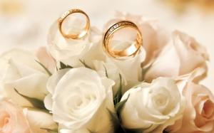 Engagement rings, roses, white flower buds wallpaper thumb