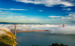 San Francisco, Golden Gate bridge, USA, bay, clouds, fog wallpaper thumb