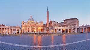 Vatican City, Rome, Italy, St Peter's Square, cathedral, obelisk, dusk, lights wallpaper thumb