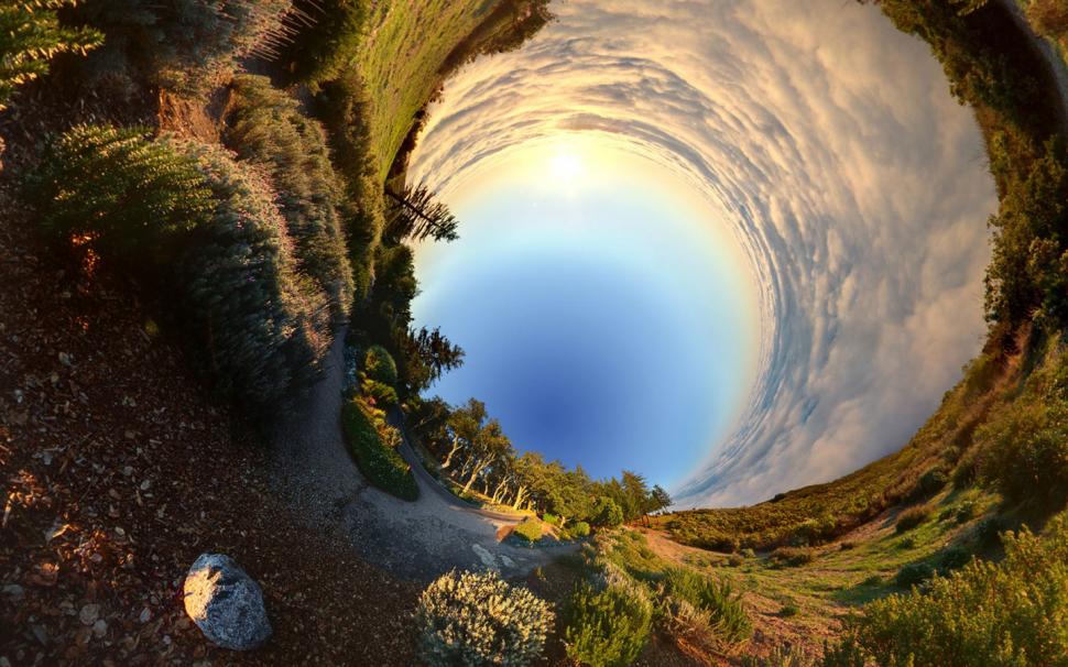 Stereographic Trees Clouds HD wallpaper,nature wallpaper,trees wallpaper,clouds wallpaper,stereographic wallpaper,1440x900 wallpaper