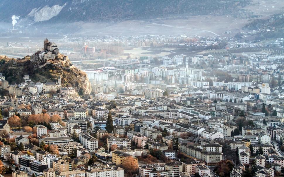 Sion, Switzerland, city top view wallpaper,Sion HD wallpaper,Switzerland HD wallpaper,City HD wallpaper,Top HD wallpaper,View HD wallpaper,1920x1200 wallpaper