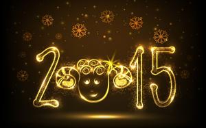 2015 Happy New Year, sheep year, golden wallpaper thumb