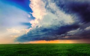 Farm field, sky, clouds, summer wallpaper thumb