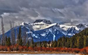 Canada, Alberta, mountains, trees, clouds wallpaper thumb