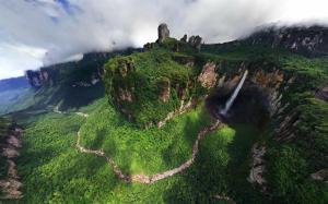Aerial Tropical Waterfall Valley HD wallpaper thumb
