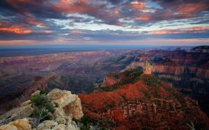USA, Arizona, Grand Canyon, cliff, rock, sky, clouds, dusk wallpaper thumb