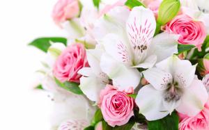 A bouquet flowers, pink roses, white orchids wallpaper thumb