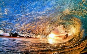 Wave Tropical Ocean Stop Action Sunset Water HD wallpaper thumb