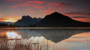 Lake Sunset Mountains Reflection HD wallpaper thumb