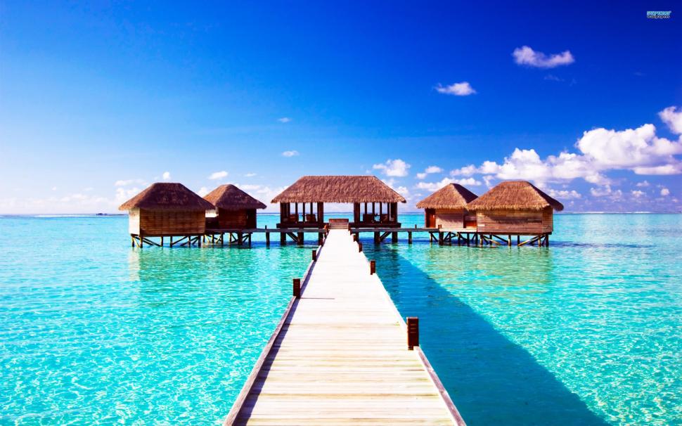 ~bridge To Relaxation~ wallpaper,paradise HD wallpaper,maldives HD wallpaper,water HD wallpaper,blue HD wallpaper,clouds HD wallpaper,nature & landscapes HD wallpaper,2560x1600 wallpaper