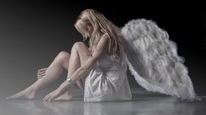 White dress girl, wings, angel wallpaper thumb