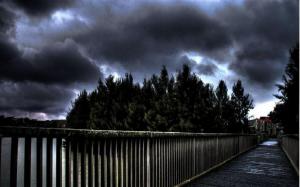 Pedestrian Bridge Under Stormy Skies Hdr wallpaper thumb