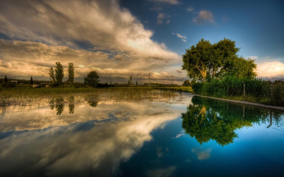 Sky, Reflection, Nature, Landscape, Clouds, Trees wallpaper,sky HD wallpaper,reflection HD wallpaper,nature HD wallpaper,landscape HD wallpaper,clouds HD wallpaper,trees HD wallpaper,1920x1200 wallpaper