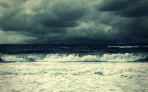Beach, Sea, Stormy, Waves, Clouds wallpaper thumb