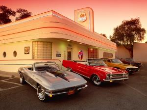 Diner Restaurant Classic Car Classic Chevrolet Corvette GTO Pontiac Plymouth HD wallpaper thumb