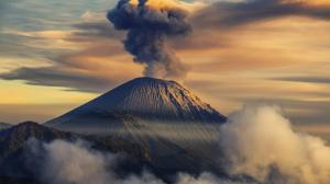 Volcano smoke up in the sky wallpaper thumb