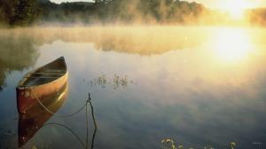 Small Boat on a Steamy Lake wallpaper thumb